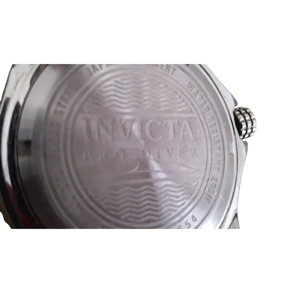 Invicta Pro Diver 12554 Mens Watch Silver Stainless Steel Carbon Fiber Dial 200M